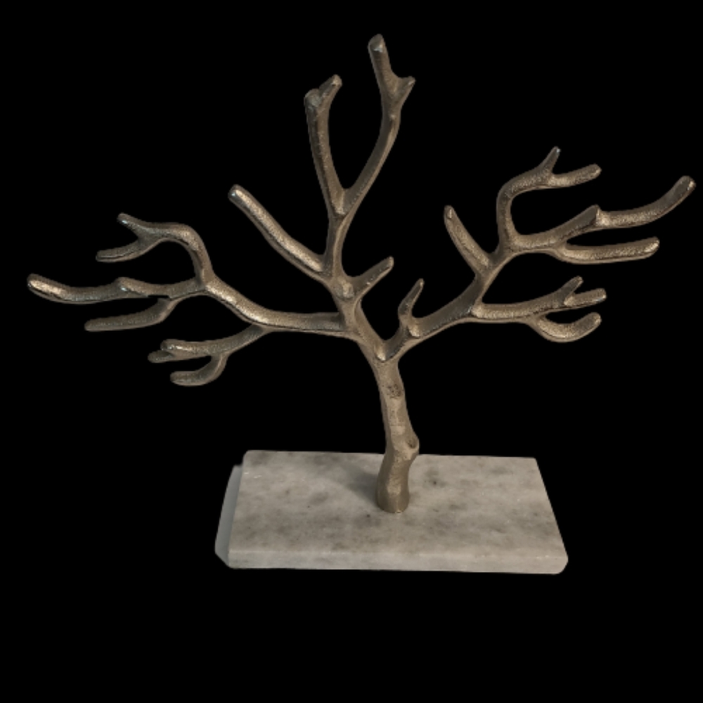 CosmoLiving Silver and Marble Jewelry Stand